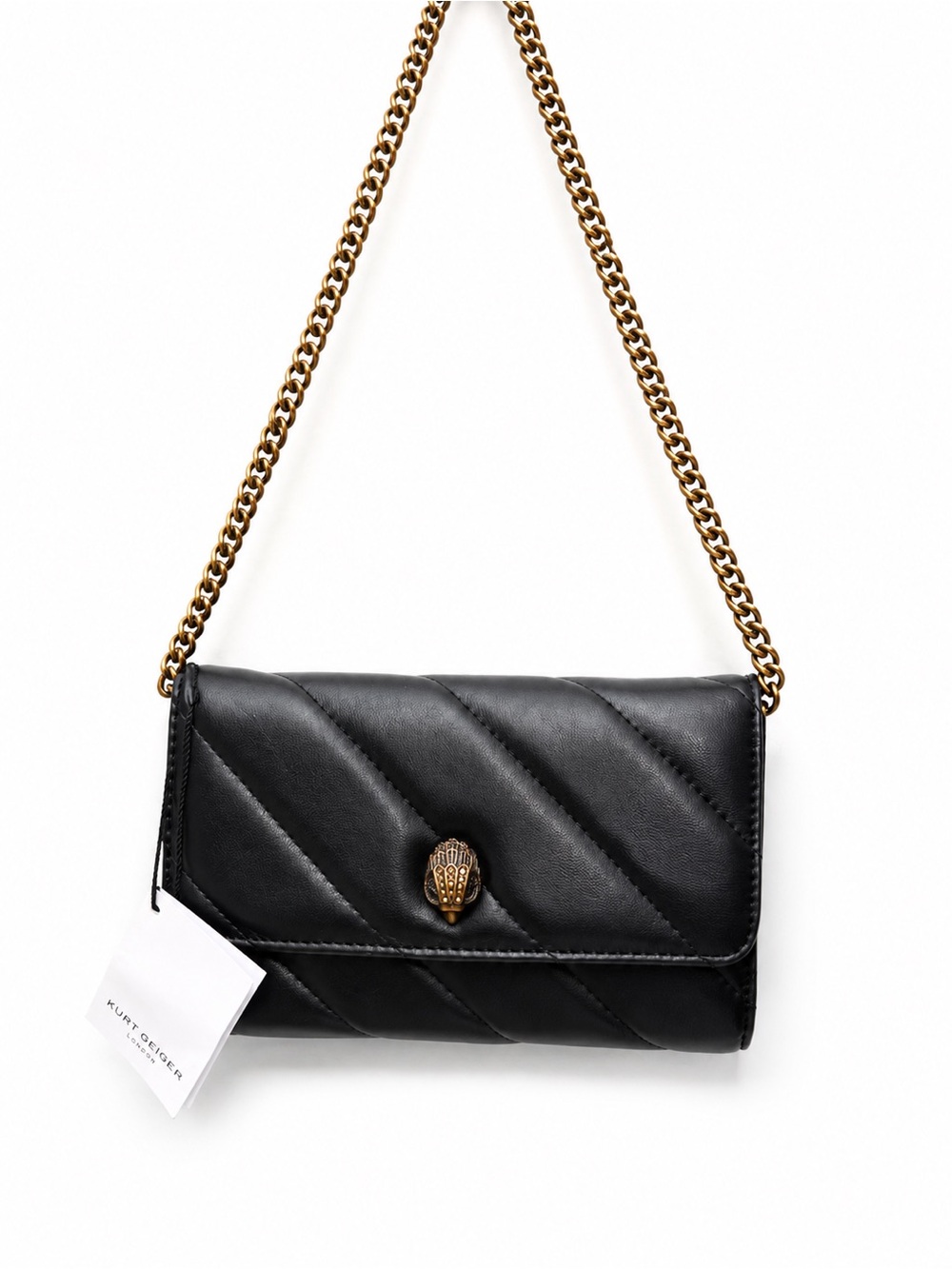 Kurt Geiger London Soho Leather Wallet on Chain NWT Black